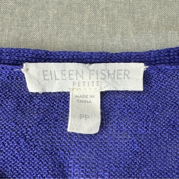 EILEEN FISHER 100% Organic Linen Tee Top Purple Blue Lightweight Summer Size PP - Picture 2 of 16